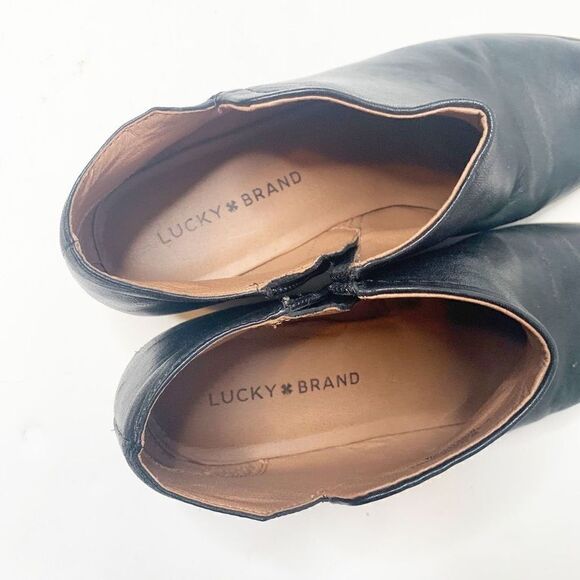Lucky Brand Bardon 2 Ankle Bootie Stacked Heel Boots Black Leather Women’s 8.5 M - Picture 8 of 10